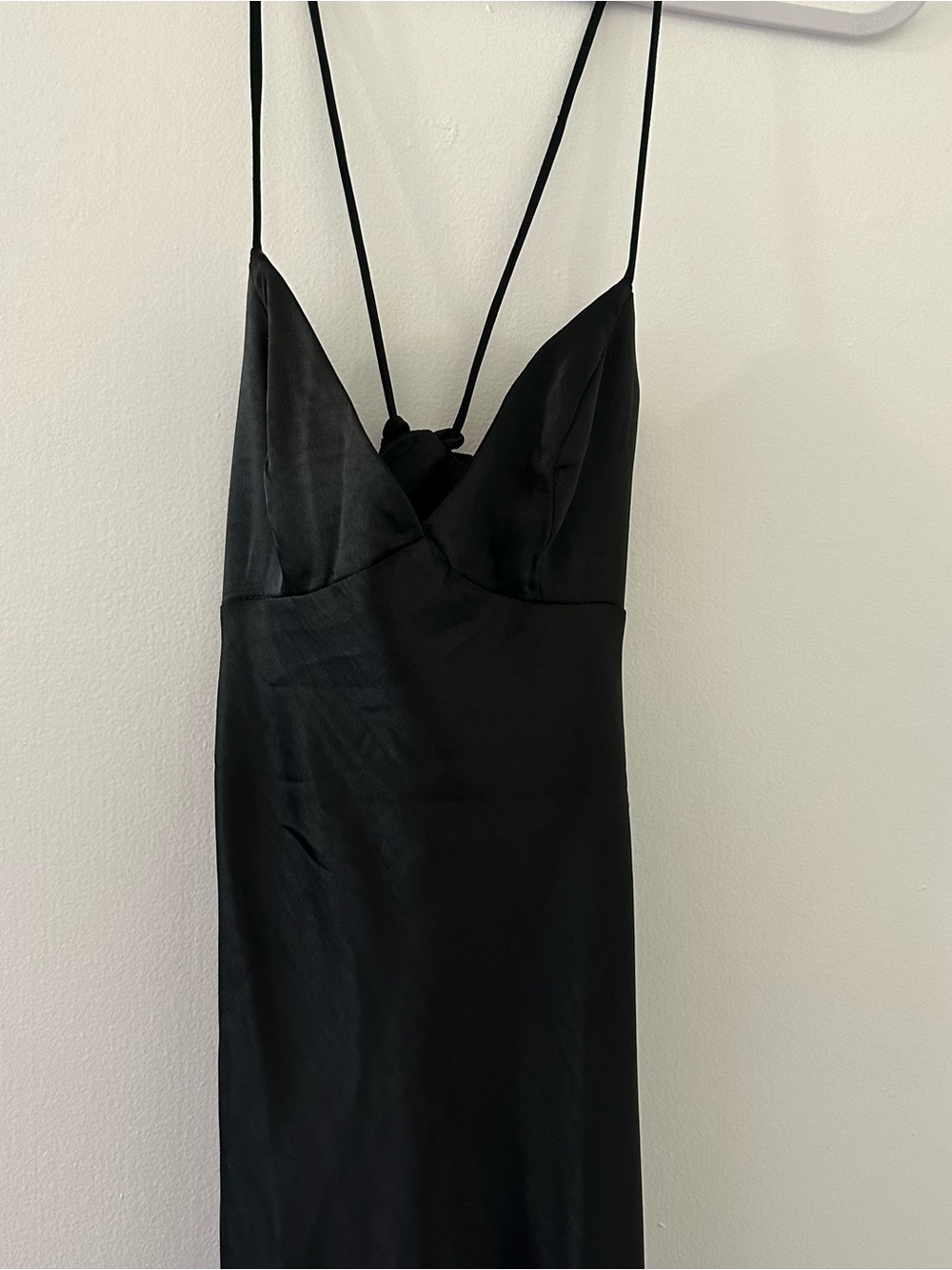 Princess Polly Black Satin Dress with Double Straps